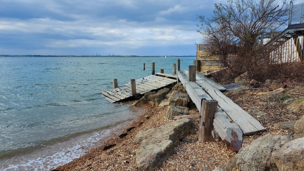 beach and jetty, Gurnard Isle of Wight